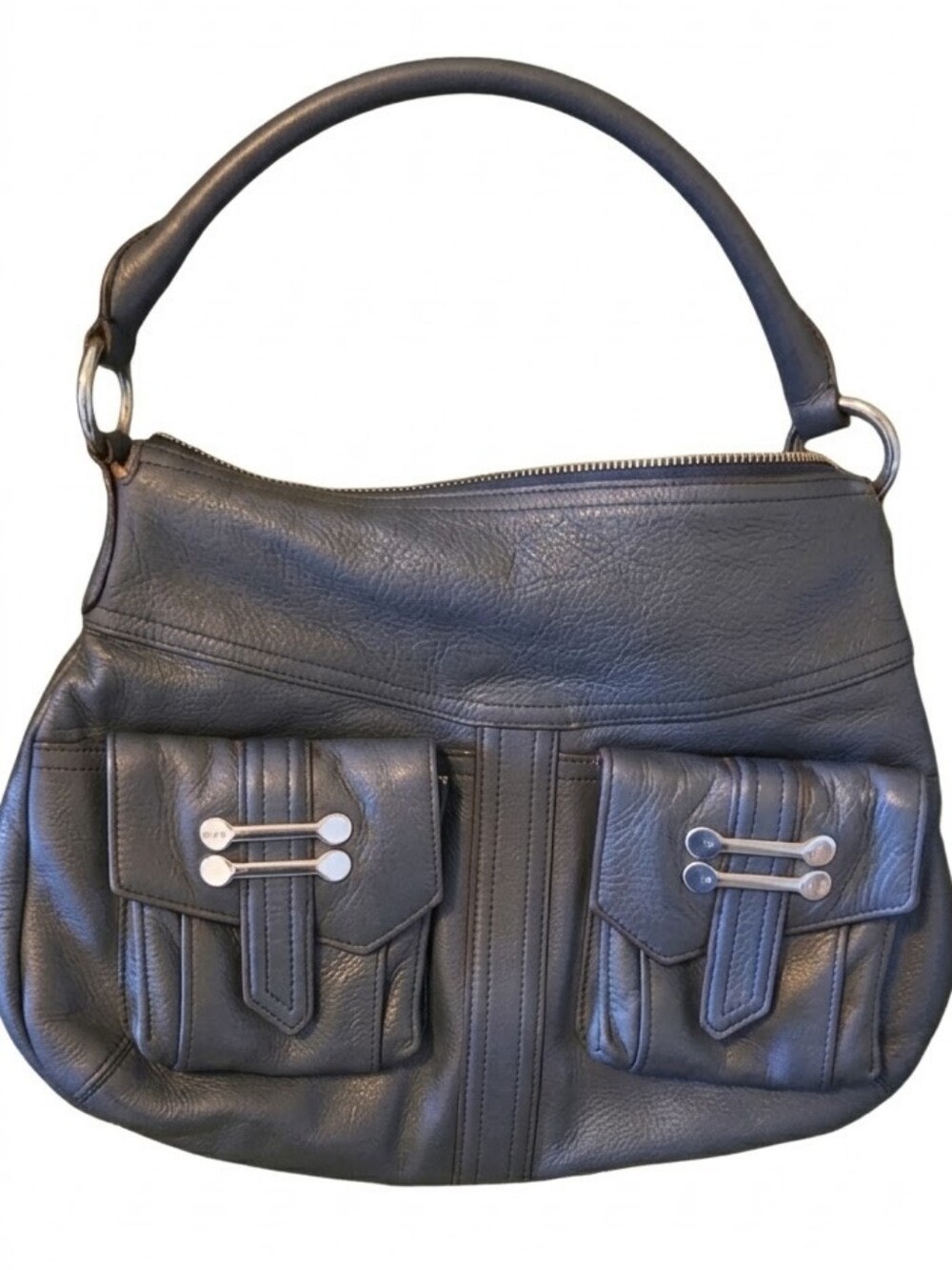 Vtg LAUREN RALPH LAUREN Purse Handbag Blue LEATHER Shoulder Bag Hobo